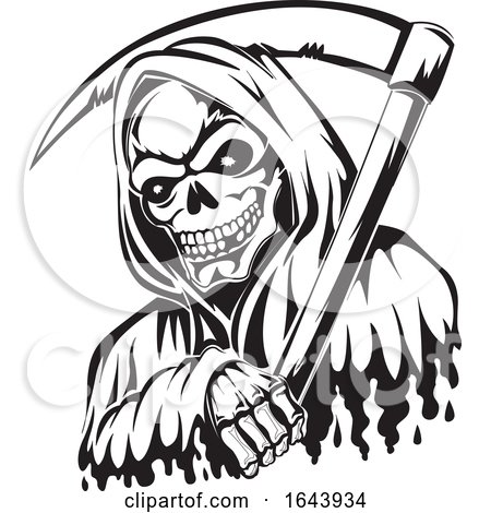 Black and White Grim Reaper Tattoo Design by Morphart Creations
