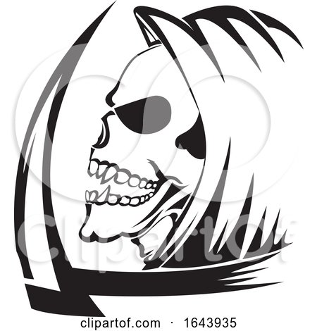 Black and White Grim Reaper Tattoo Design by Morphart Creations
