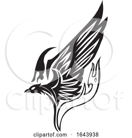 Black and White Phoenix Tattoo Design by Morphart Creations