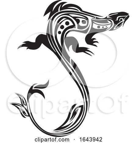 Black and White Lizard Tattoo Design by Morphart Creations