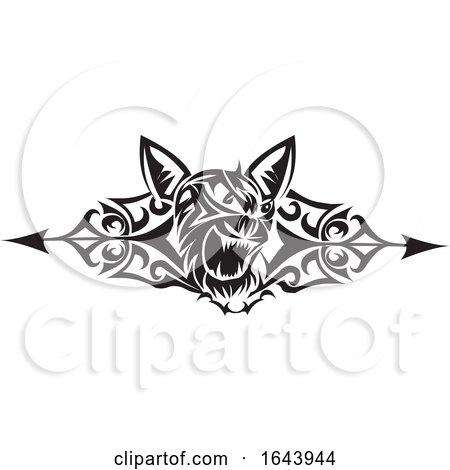 Black and White Wildcat and Arrow Tribal Tattoo Design by Morphart Creations