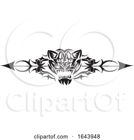 Black and White Wildcat and Arrow Tribal Tattoo Design by Morphart Creations