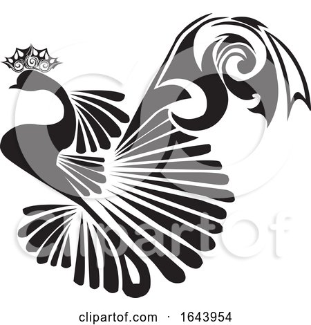 Black and White Peacock Tattoo Design by Morphart Creations