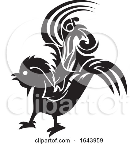 Black and White Rooster Tattoo Design by Morphart Creations