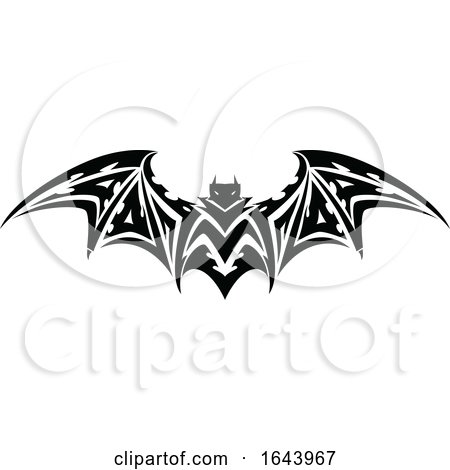 Black and White Bat Tribal Tattoo Design by Morphart Creations