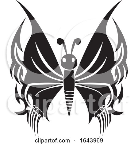 Black and White Butterfly Tattoo Design by Morphart Creations