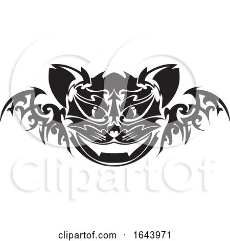 Black and White Cat Face Tattoo Design by Morphart Creations