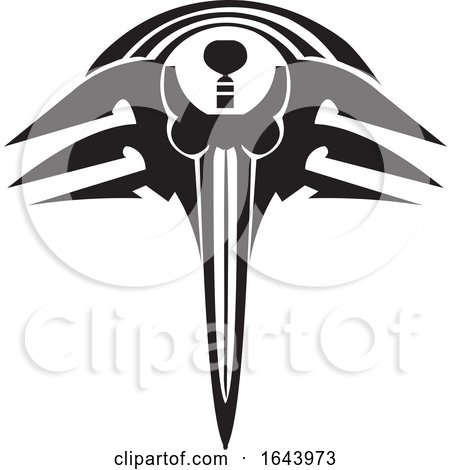 Black and White Tribal Sword Tattoo Design by Morphart Creations