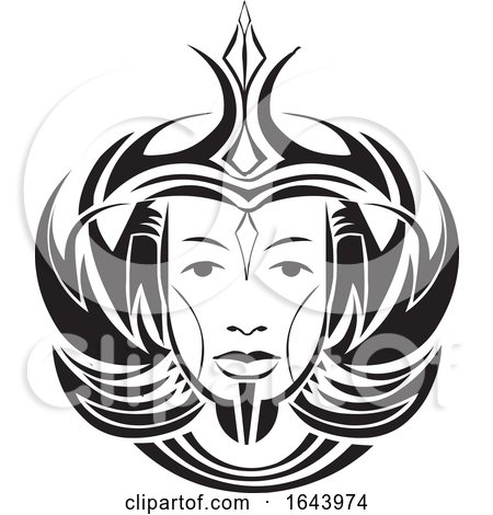 Black and White Tribal Queen Tattoo Design by Morphart Creations