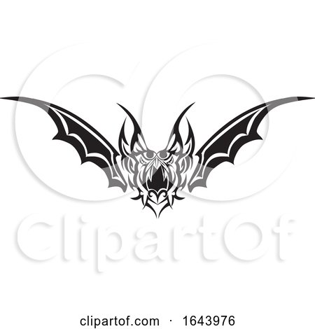 Black and White Bat Wing Tribal Tattoo Design by Morphart Creations #1643976