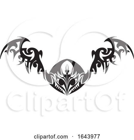 Black and White Bat Wing Tribal Tattoo Design by Morphart Creations