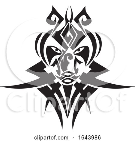 Black and White Tribal Face Design by Morphart Creations