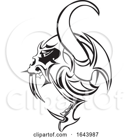Black and White Tribal Monster Tattoo Design by Morphart Creations
