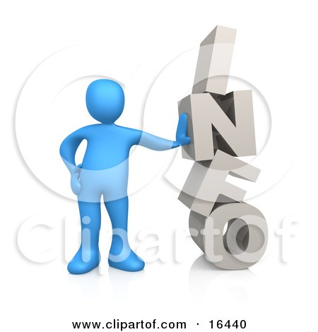 Blue Person Leaning Against The Word INFO Clipart Illustration Graphic ...