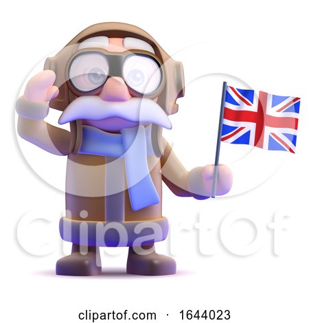 3d Pilot Waves the Union Jack by Steve Young