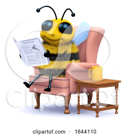 3d Honey Bee Reading the Paper by Steve Young