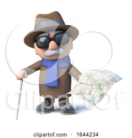 3d Blind Man Holding a Map by Steve Young