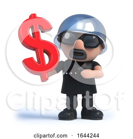 3d Old Biker Holds a US Dollar Currency Symbol by Steve Young