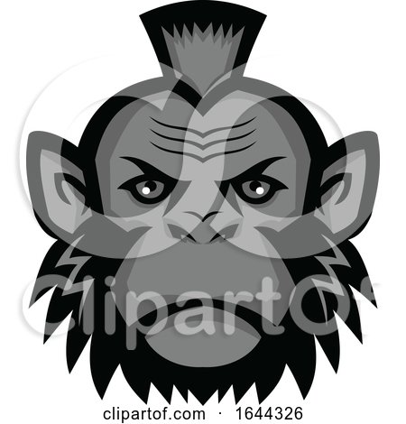 Chimpanzee Wearing Mohawk Mascot by patrimonio