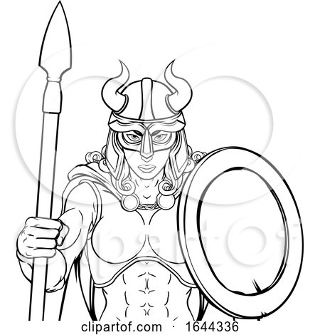 Viking Female Gladiator Warrior Woman Team Mascot by AtStockIllustration