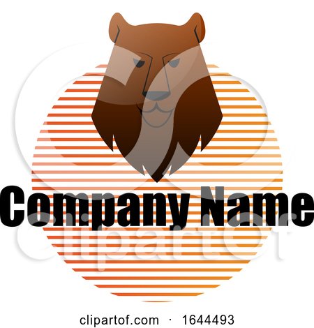 Bear Mascot Head over a Striped Circle and Sample Text by Morphart Creations