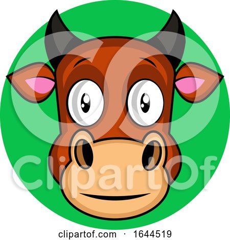 Cartoon Brown Cow Vector Illustration on White Backgorund by Morphart Creations