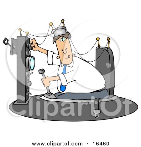 Caucasian Man Experimenting In His Time Machine Invention Clipart Illustration Graphic by djart