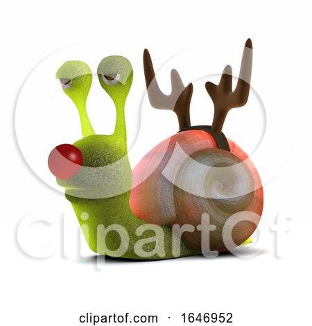 3d Snail Dressed As a Reindeer with a Red Nose by Steve Young