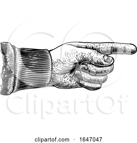 Hand Pointing Direction Finger Engraving Woodcut by AtStockIllustration