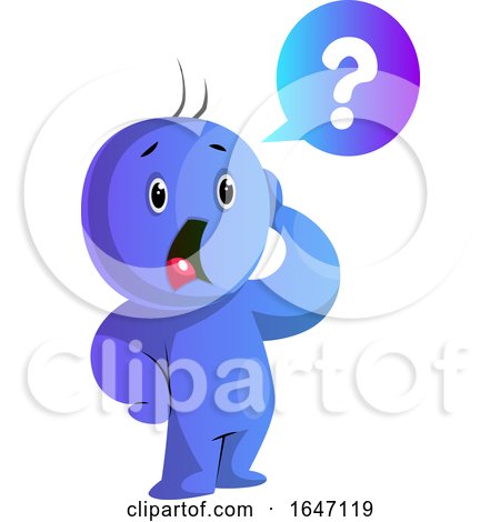Confused or Worried Blue Cartoon Man by Morphart Creations