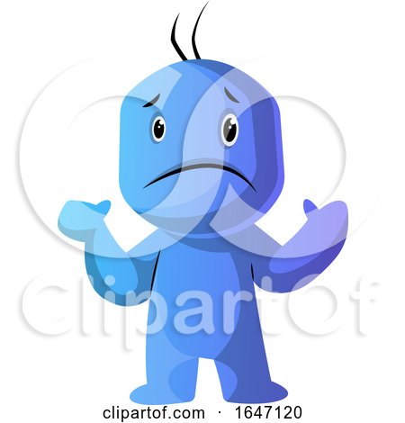 Shrugging Confused Blue Cartoon Man by Morphart Creations