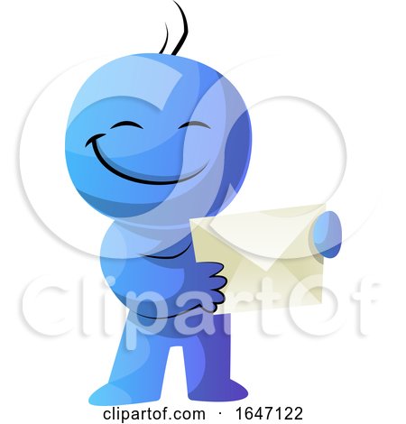 Blue Cartoon Man Holding an Envelope by Morphart Creations