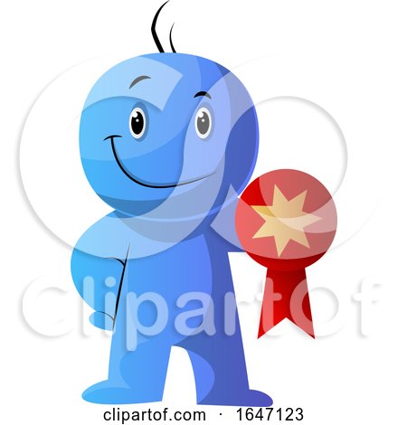 Blue Cartoon Man Holding a Medal by Morphart Creations