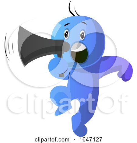 Blue Cartoon Man Shouting Through a Megaphone by Morphart Creations