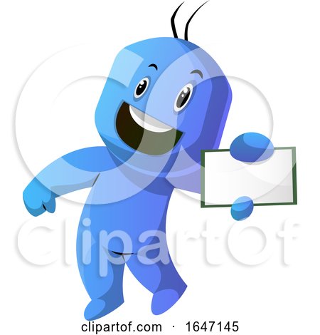 Energetic Cartoon Man Holding out a Business Card by Morphart Creations