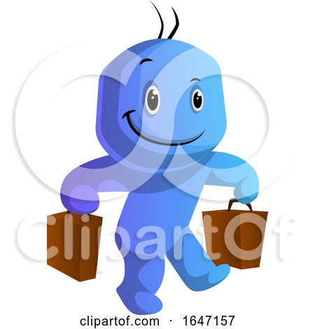 Cartoon Blue Man Carrying Grocery Bags by Morphart Creations