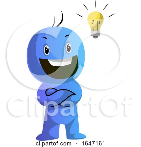 Cartoon Blue Man with an Idea by Morphart Creations