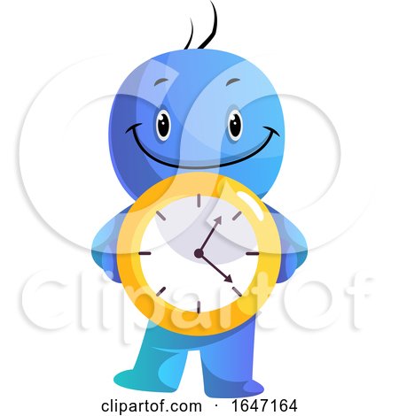 Cartoon Blue Man Holding a Clock by Morphart Creations
