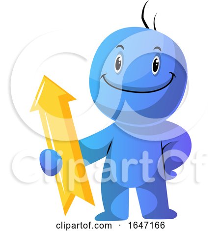 Cartoon Blue Man Holding an Arrow by Morphart Creations