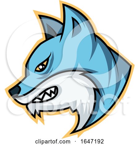 Profiled Angry Blue Wolf Mascot by Morphart Creations
