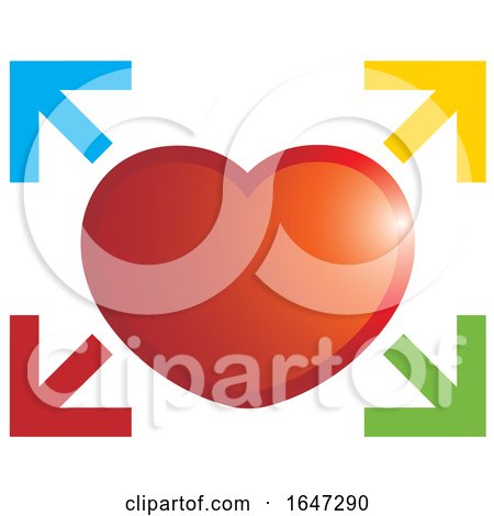 Red Heart and Colorful Arrows by Lal Perera
