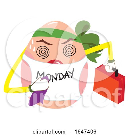 Egg Character Wearing a Monday Bib by Cherie Reve