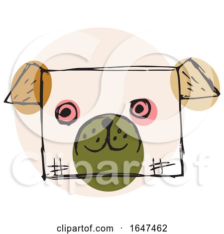 Sketched Dog Face by Cherie Reve