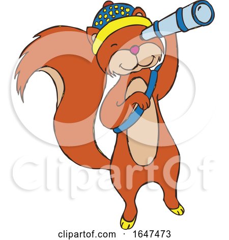 Squirrel Using a Spyglass by Cherie Reve