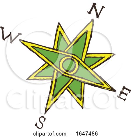 Green and Yellow Compass by Cherie Reve