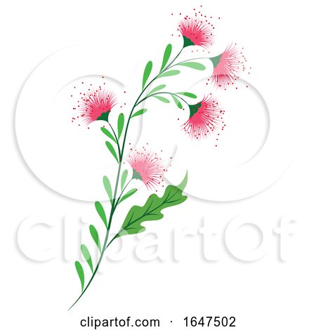 Pink Flowers with Green Stalk by Cherie Reve