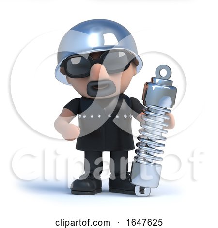 3d Biker Holding a Shock Absorber Suspension Unit by Steve Young