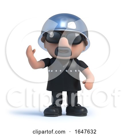 3d Biker Waves a Cheerful Hello by Steve Young