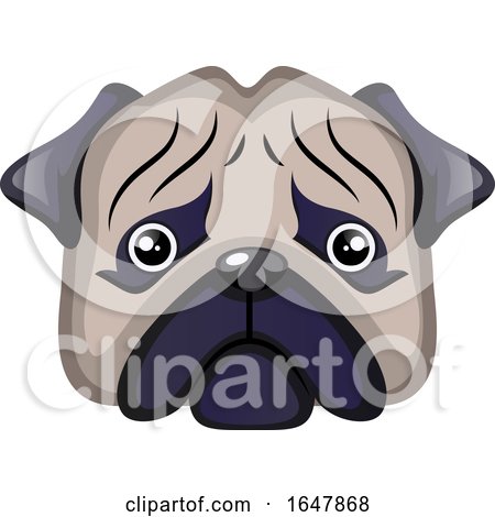 Sad Pug Dog Face by Morphart Creations