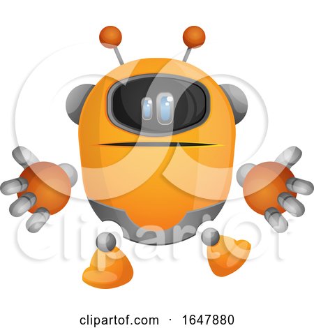 Orange Cyborg Robot Mascot Character Shrugging by Morphart Creations